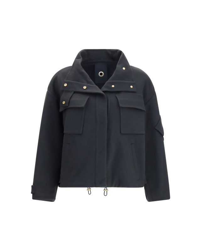 Coat Caban in double cashmere blouson with high collar