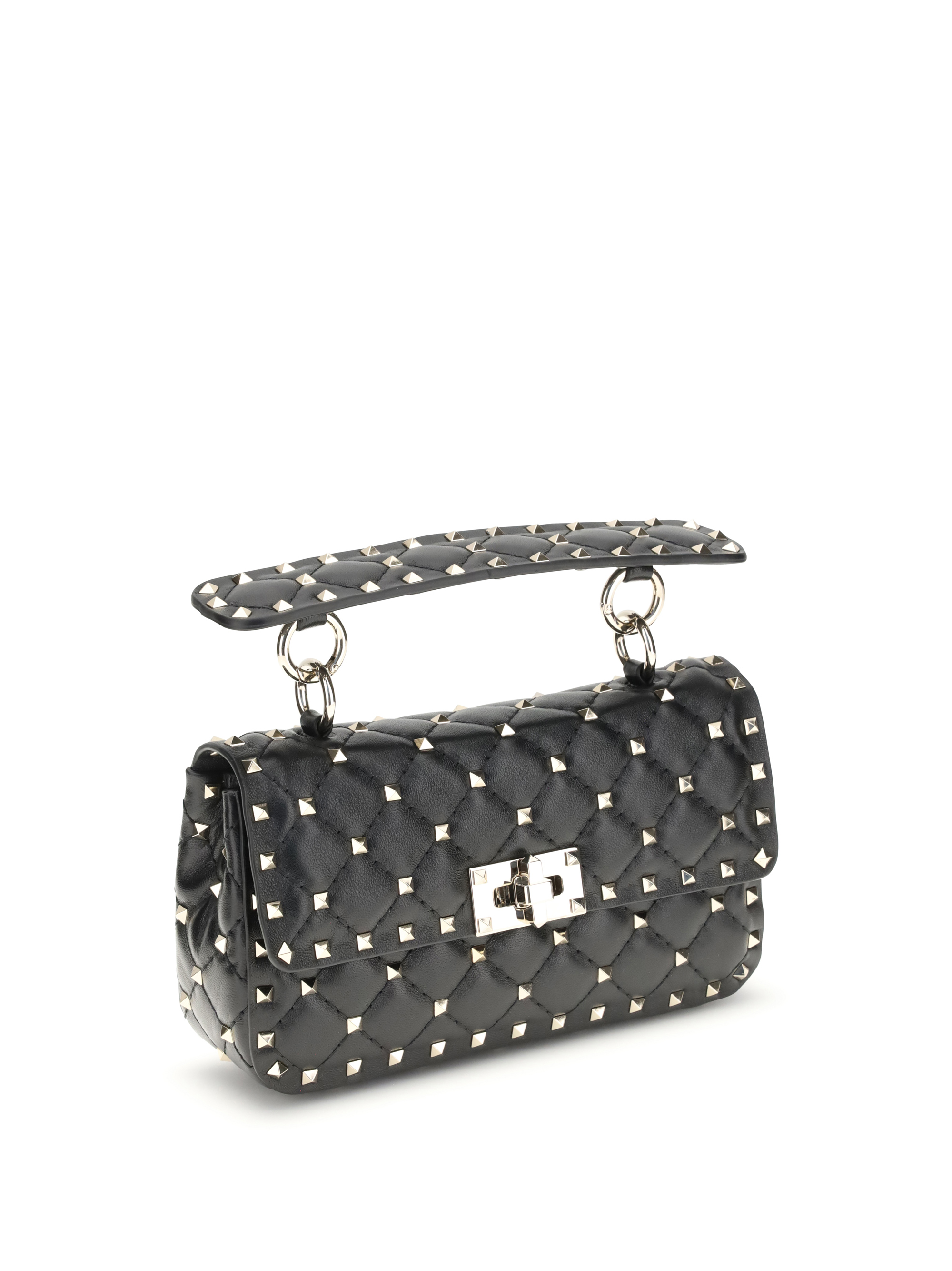 Rockstud Spike mini Top Handle Bag in nappa