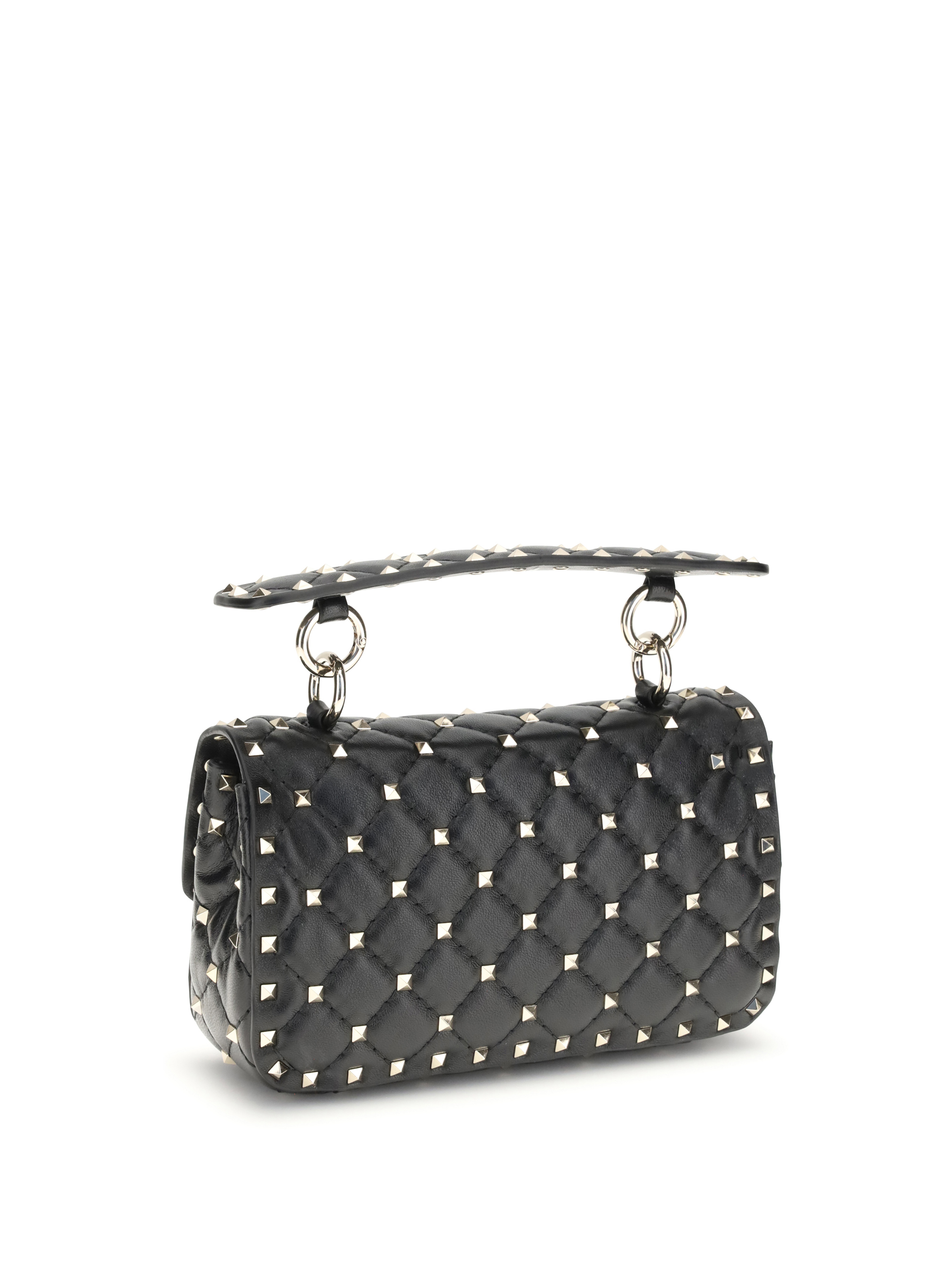 Rockstud Spike mini Top Handle Bag in nappa