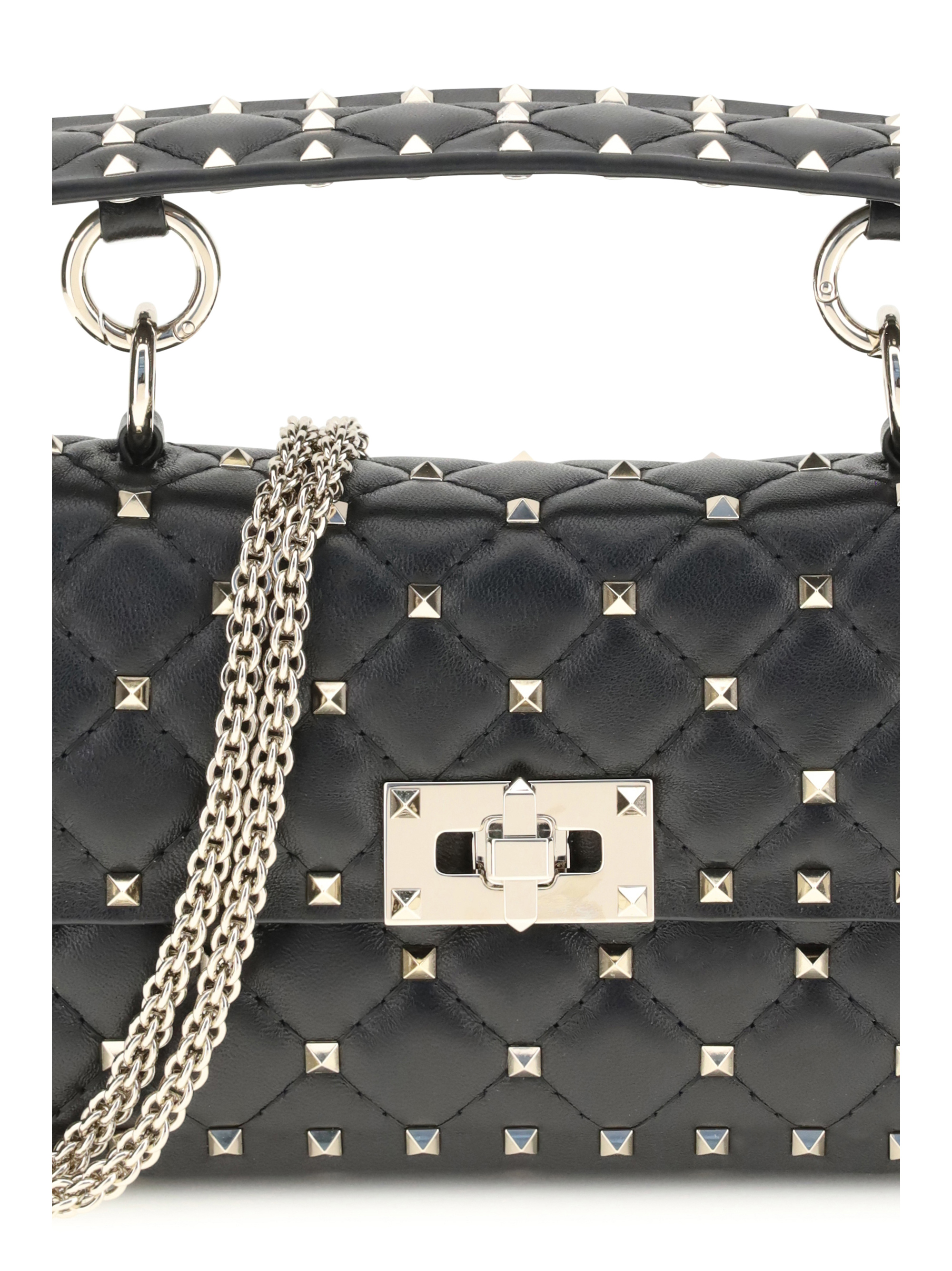 Rockstud Spike mini Top Handle Bag in nappa