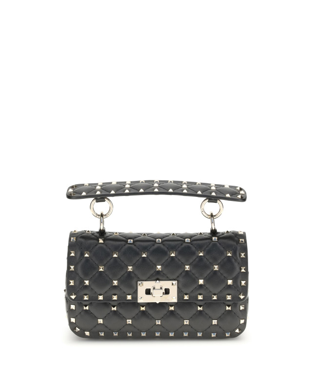 Rockstud Spike mini Top Handle Bag in nappa