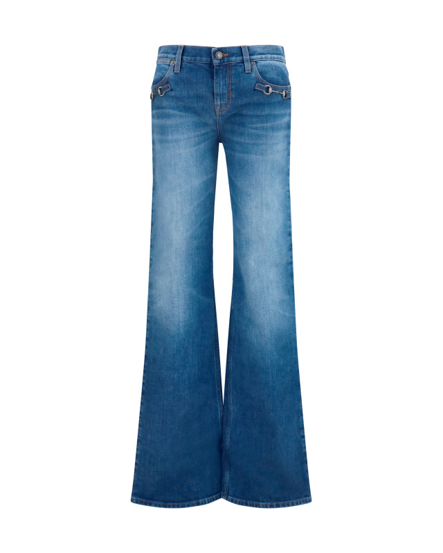 Stretch cotton Jeans with Horsebit