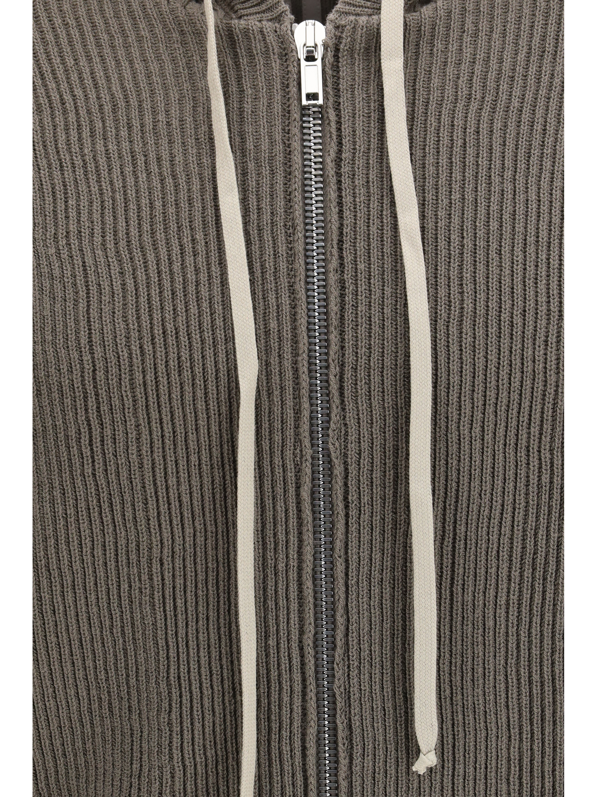 Ribbed virgin wool knit Hoodie