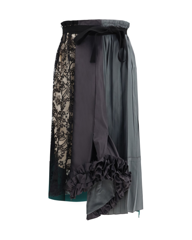 Patchwork Midi Skirt with panel construction