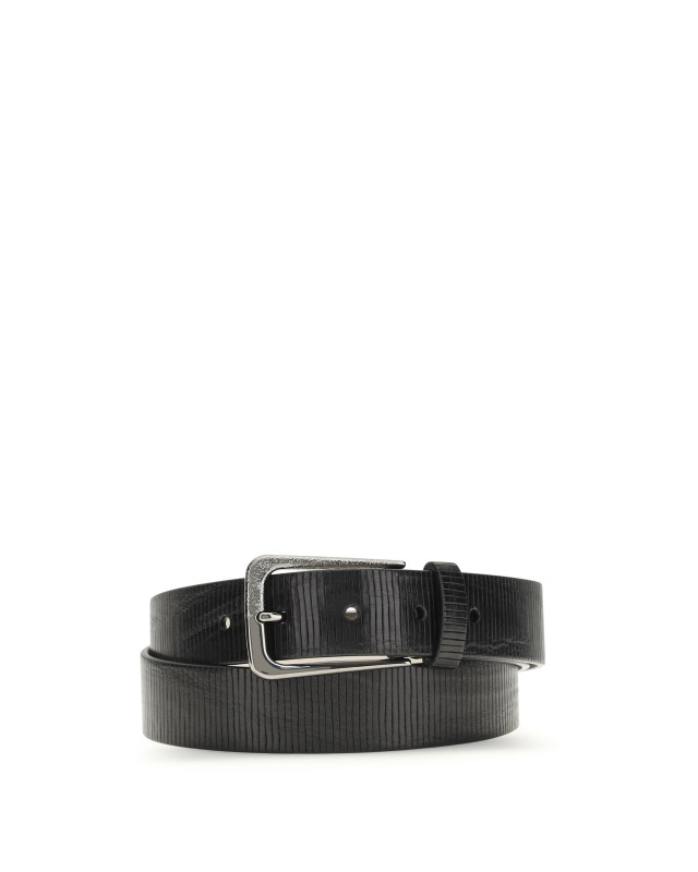 Carved leather Belt with Shimmering Buckle