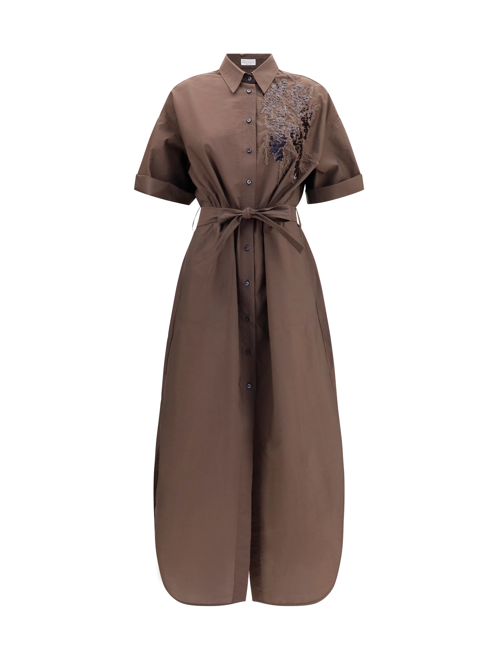 Sequined shirt Dress with belt
