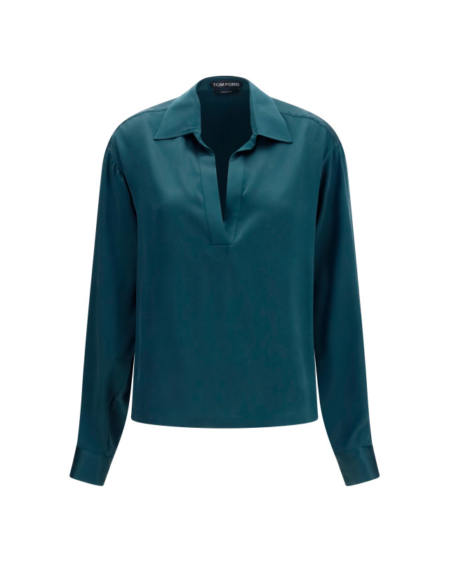 Deep V-neck silk Shirt
