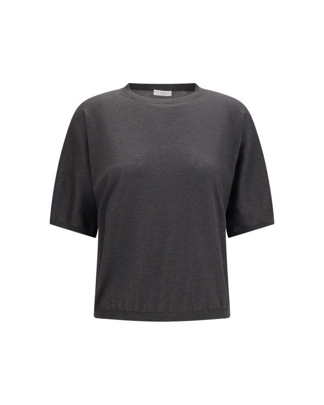 Short-sleeve cashmere and silk Sweater