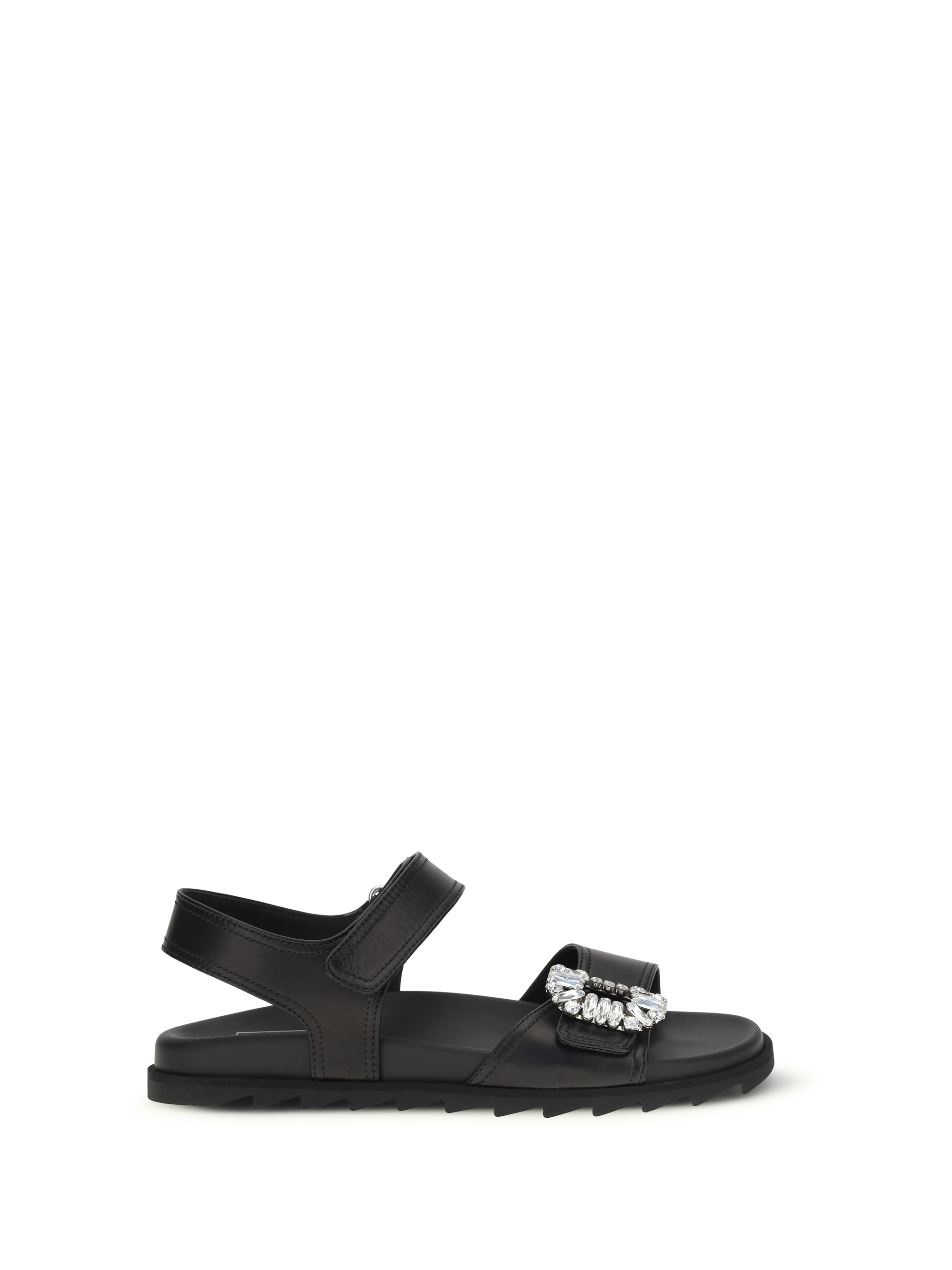 Leather Sandals with crystal buckle
