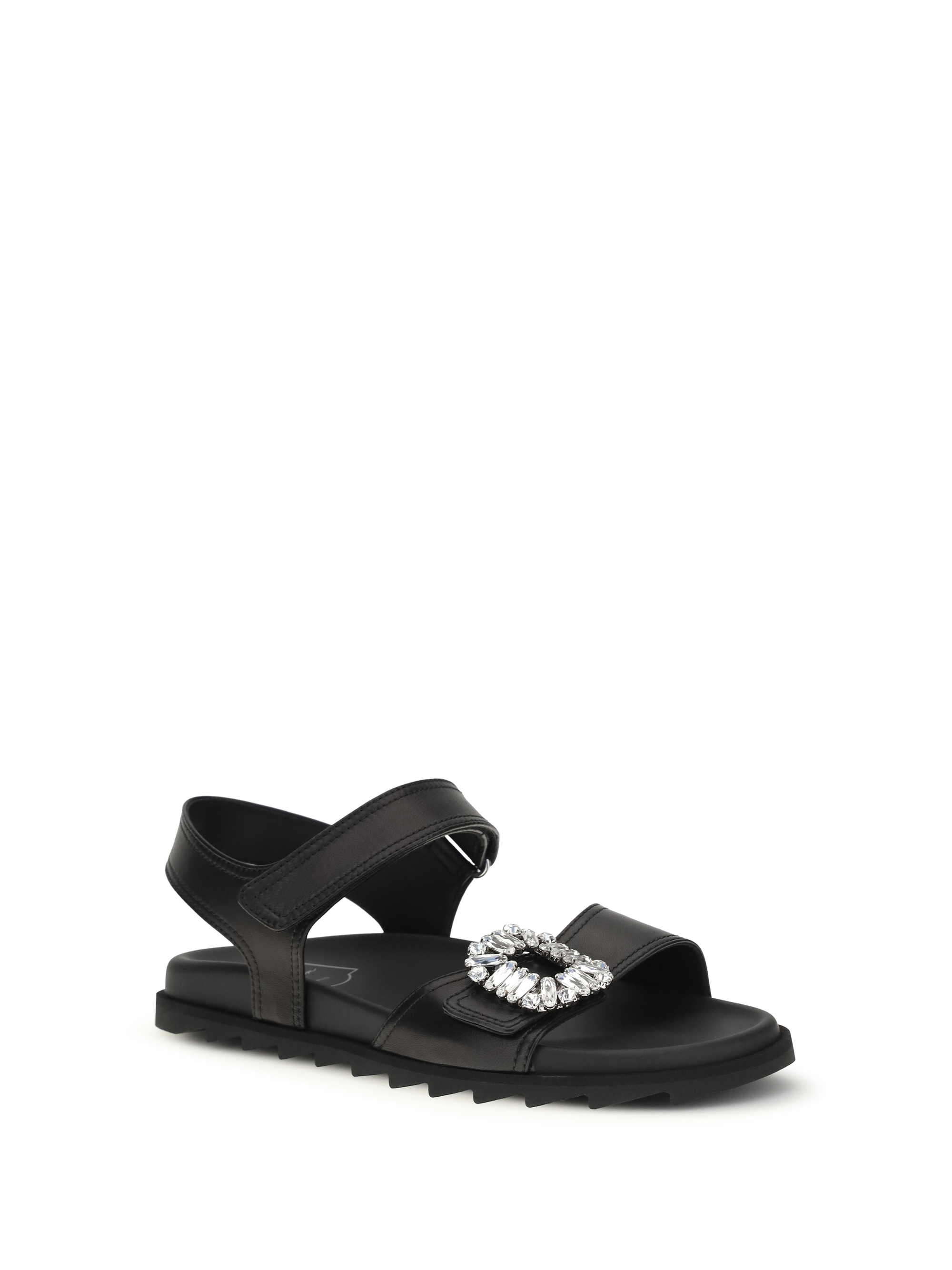 Leather Sandals with crystal buckle