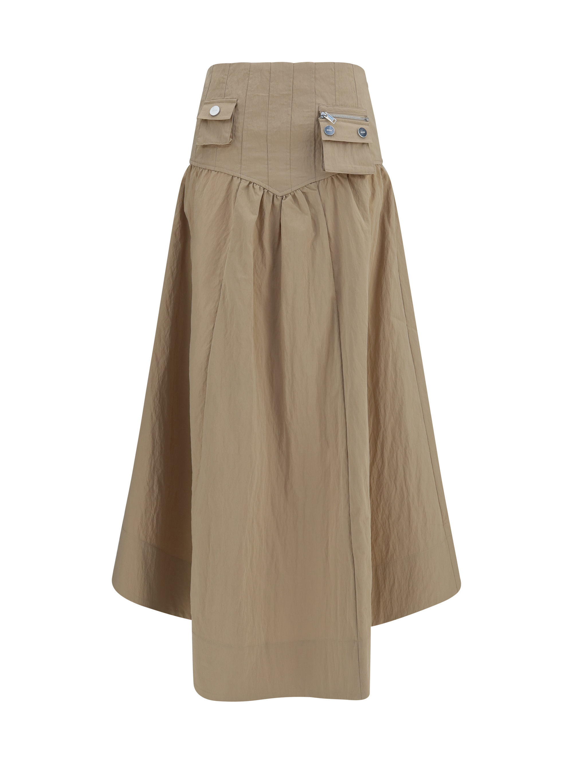 Corset-detail and ruched midi Skirt