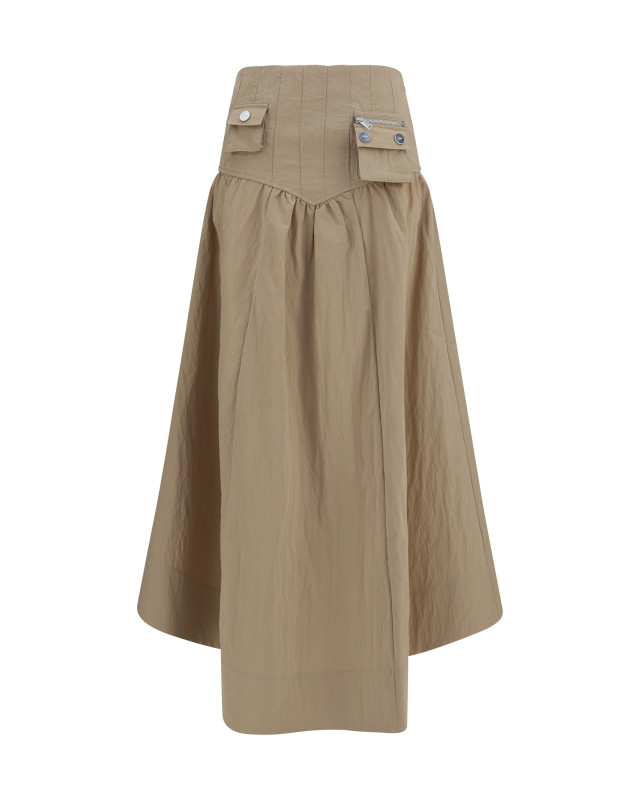 Corset-detail and ruched midi Skirt