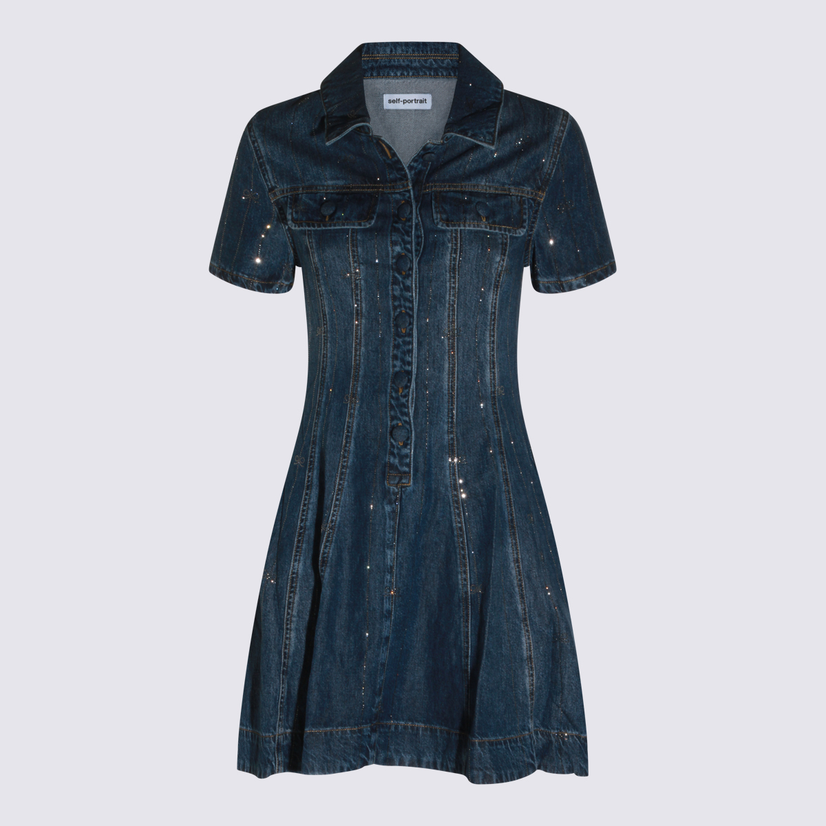 [Self - portrait] Short sleeve dress FW26 PF26818SABLBLUE