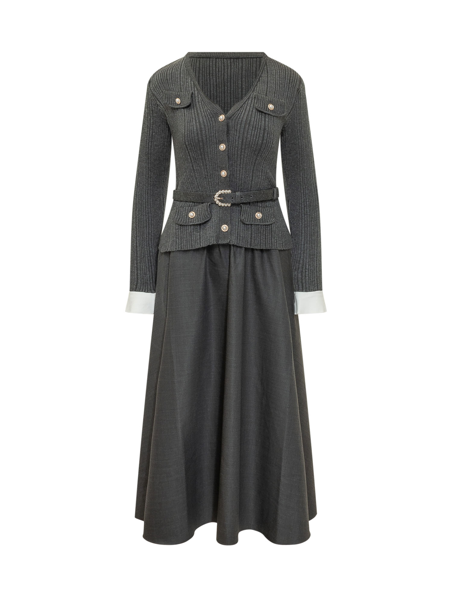 [Self-portrait] Long sleeve dress FW26 PF26131MAGR GREY