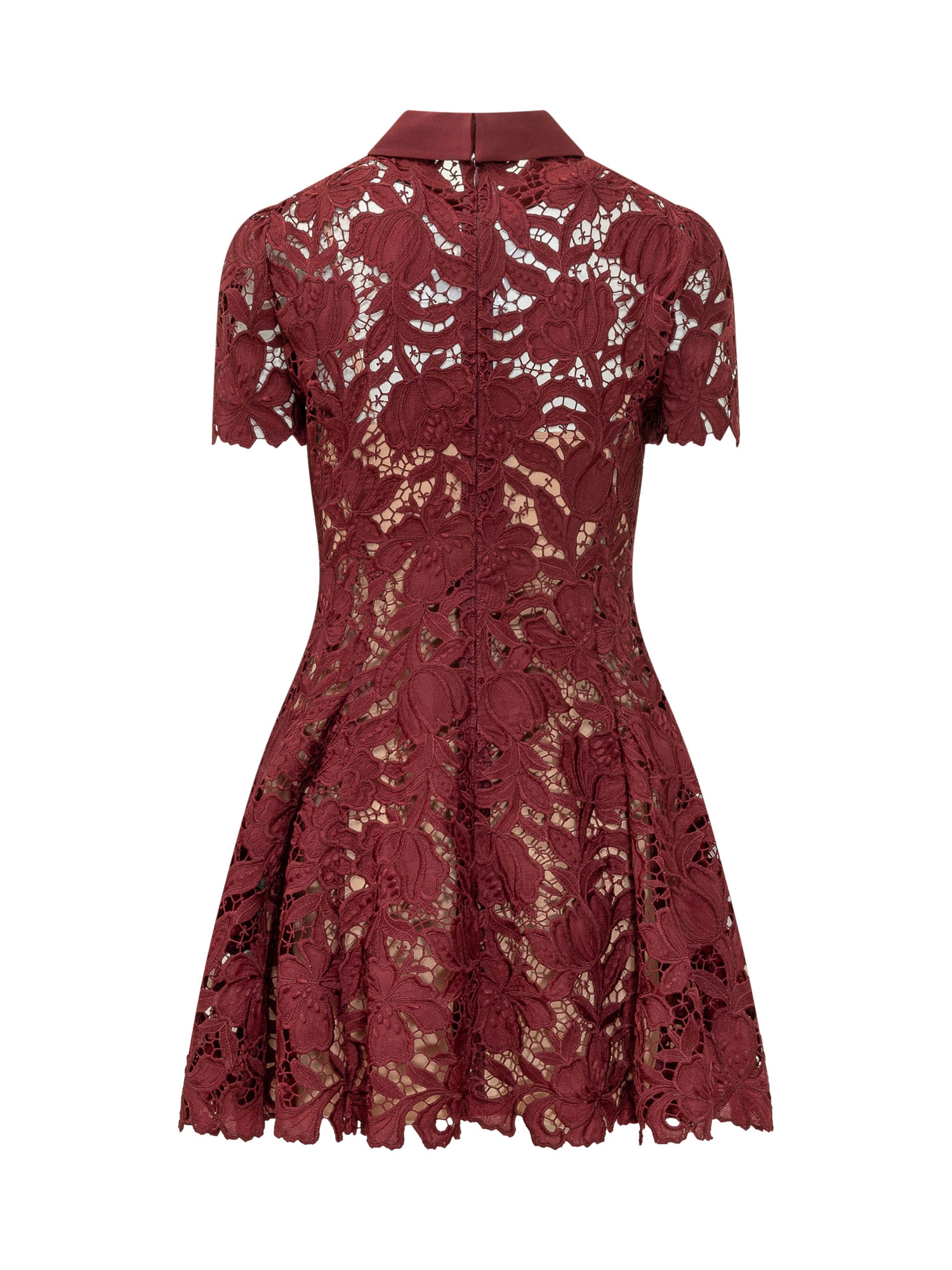 [Self-portrait] Short sleeve dress FW26 PF26111SABU BURGUNDY