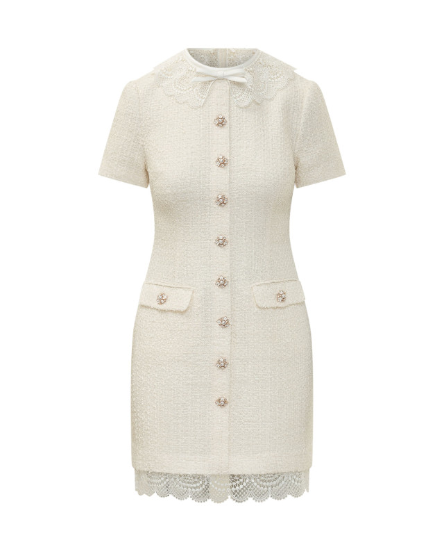 [Self-portrait] Short sleeve dress FW26 PF26002SBC CREAM