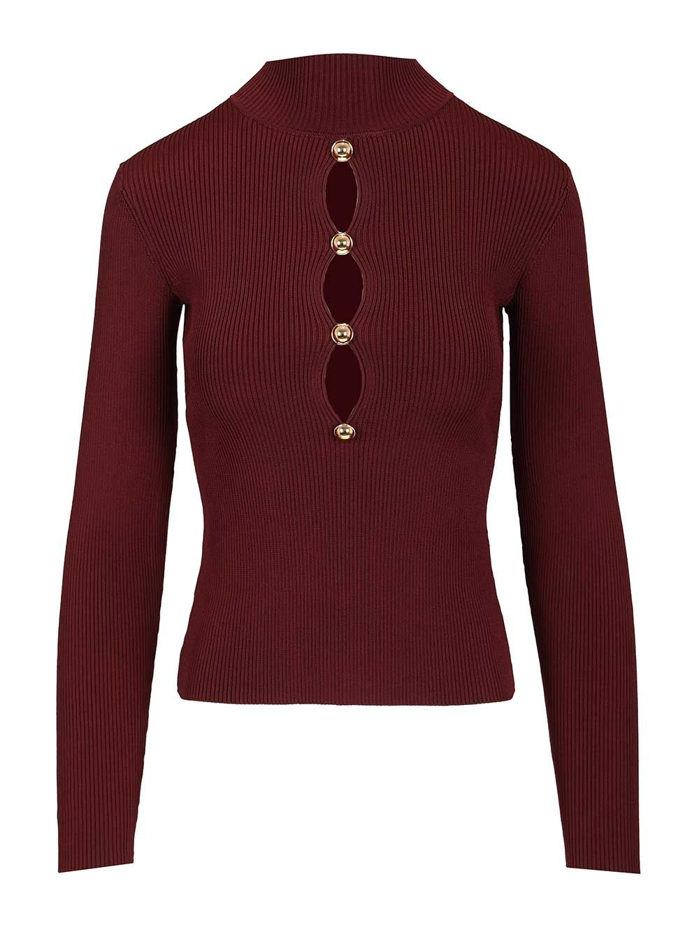 [Self-portrait] Knitwear SS26 RS26-138T-BUBURGUNDY