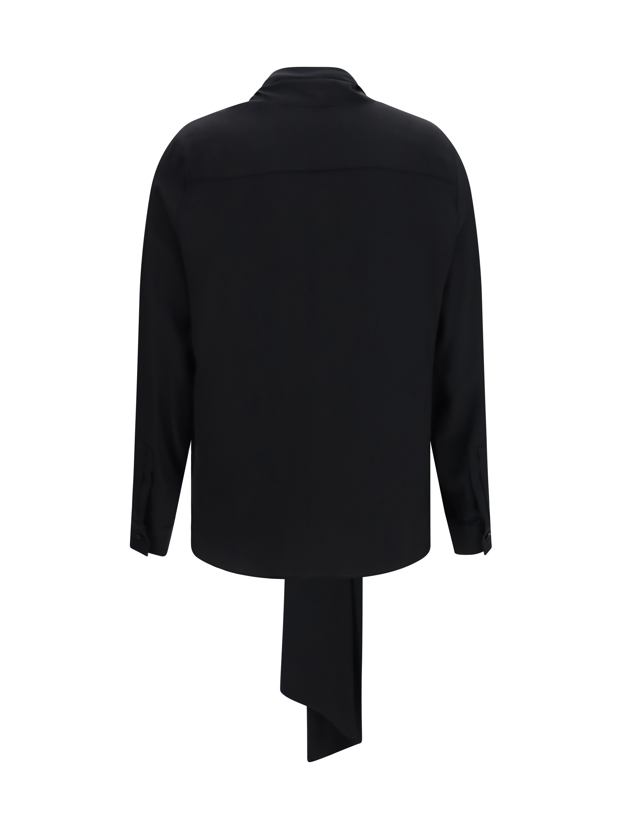 Silk Blouse with embroidered logo and scarf detail