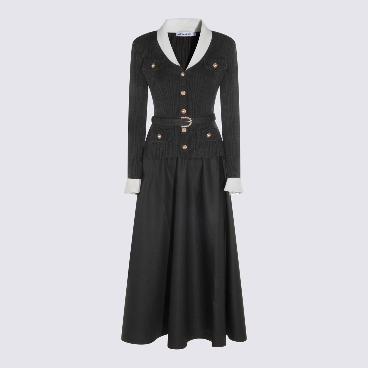 [Self - portrait] Long sleeve dress FW26 PF26131MAGRGREY