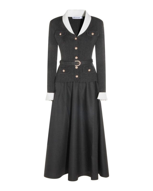 [Self - portrait] Long sleeve dress FW26 PF26131MAGRGREY