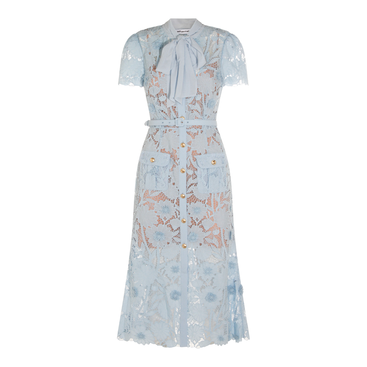 [Self - portrait] Short sleeve dress FW26 PF26111MBLBLUE