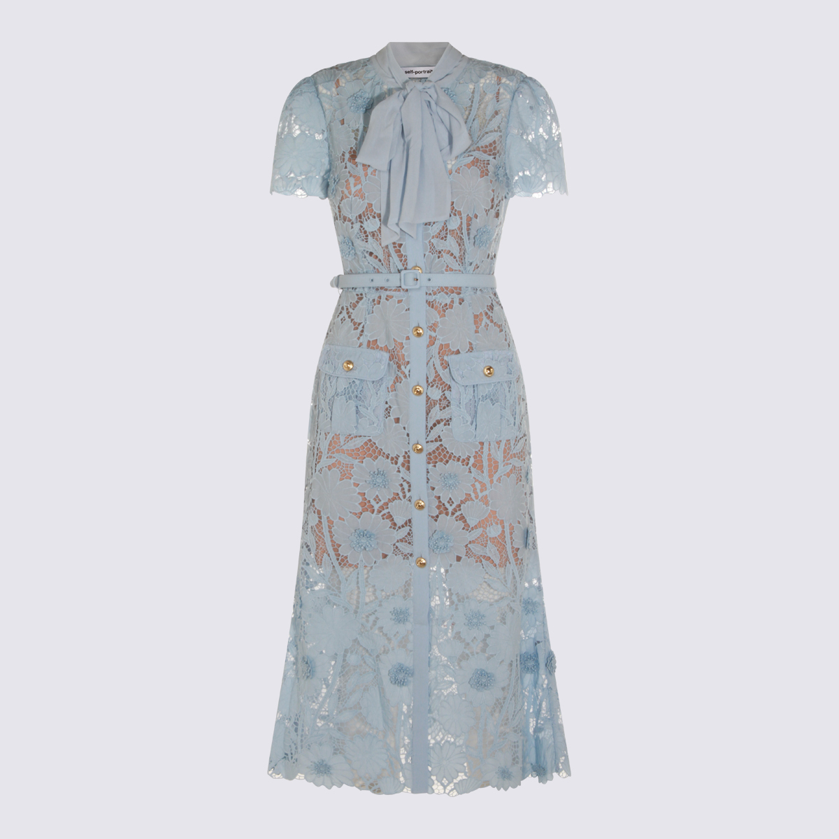 [Self - portrait] Short sleeve dress FW26 PF26111MBLBLUE