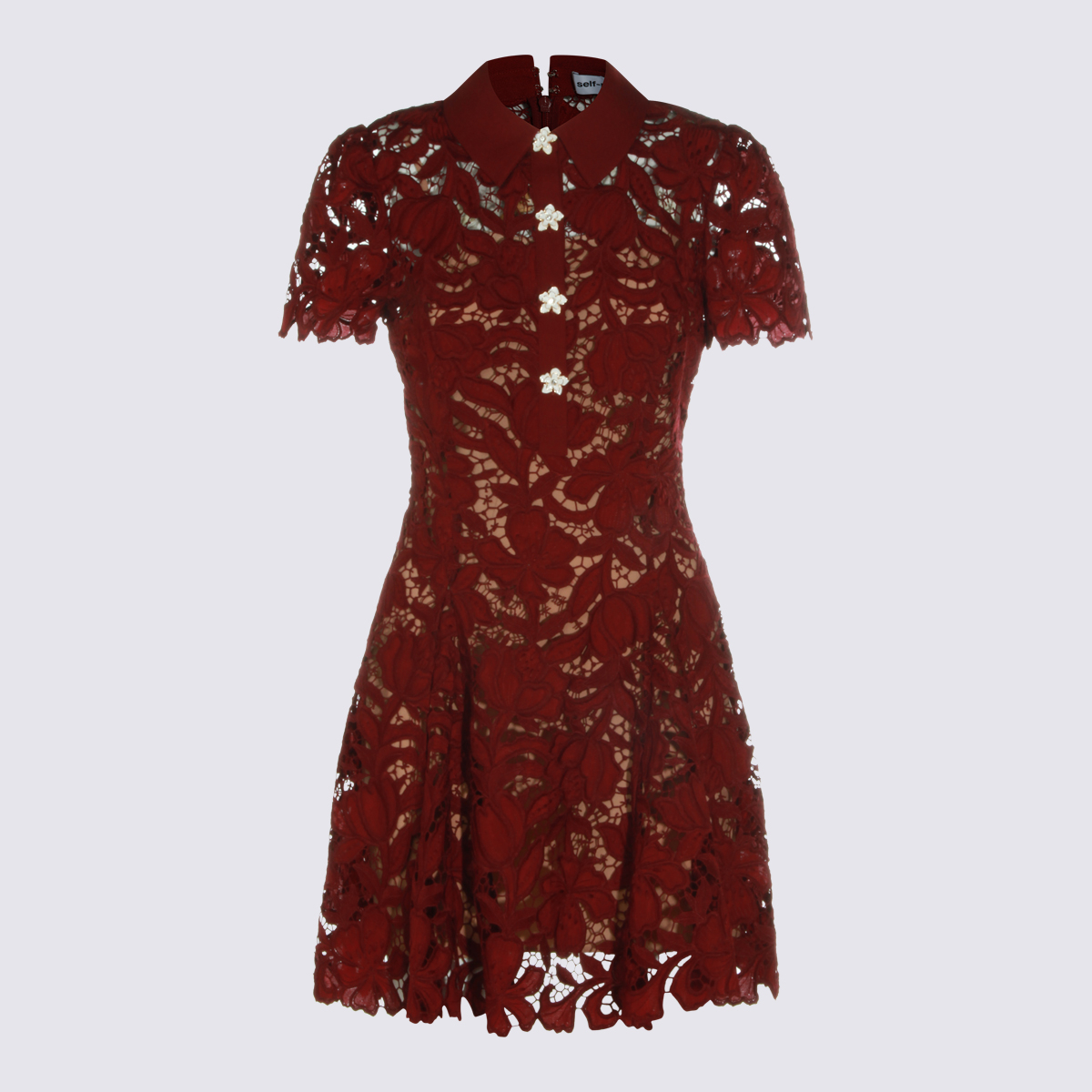 [Self - portrait] Short sleeve dress FW26 PF26111SABUBURGUNDY