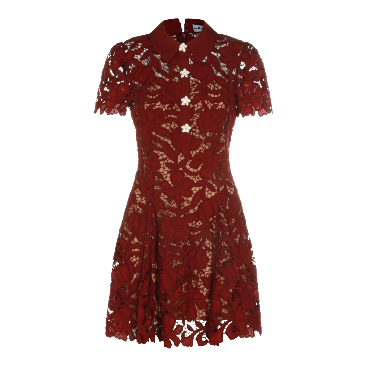 [Self - portrait] Short sleeve dress FW26 PF26111SABUBURGUNDY