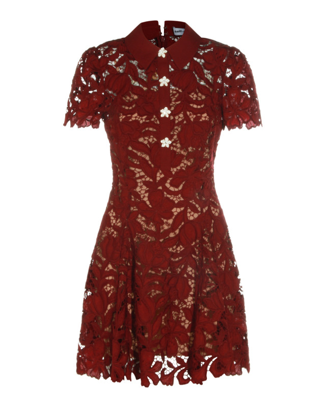 [Self - portrait] Short sleeve dress FW26 PF26111SABUBURGUNDY