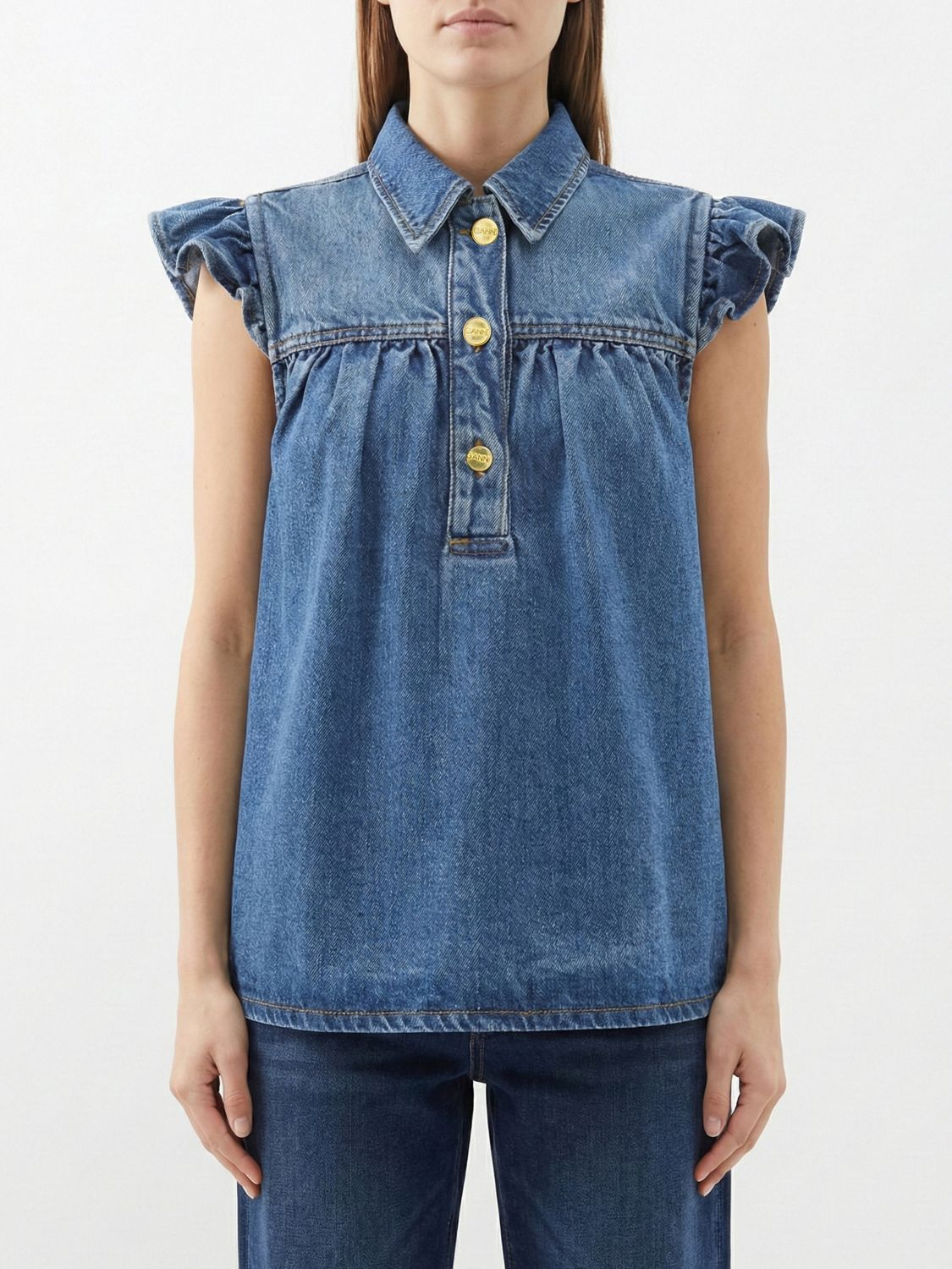 [GANNI] Shirts Sleeveless SS26 A1040047 091
