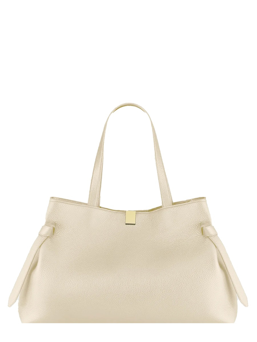 [YUZEFI] Tote bag FW26 GYOZA-TOTE-PEBBLE-GRAIN-LEATHER_ANGORA