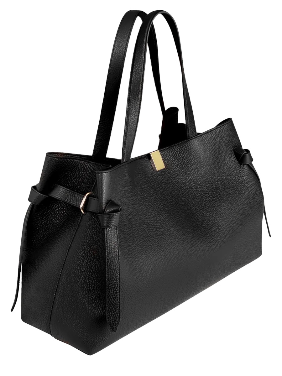 [YUZEFI] Tote bag FW26 GYOZA-TOTE-PEBBLE-GRAIN-LEATHER_BLACK