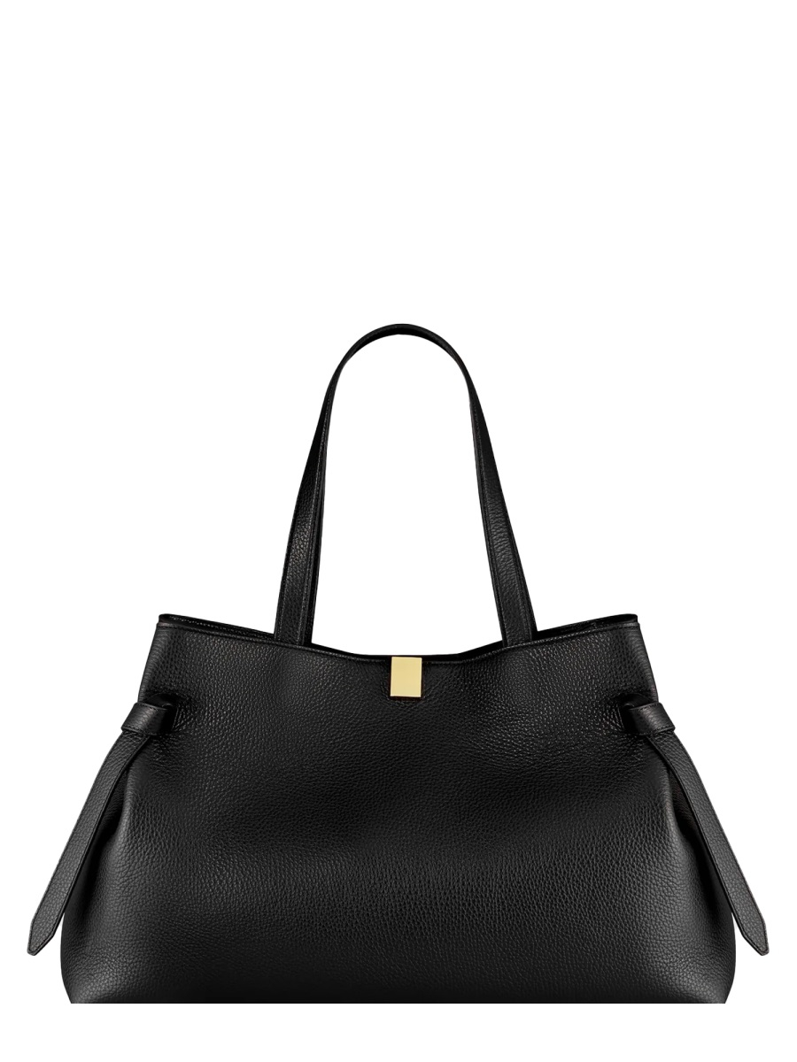 [YUZEFI] Tote bag FW26 GYOZA-TOTE-PEBBLE-GRAIN-LEATHER_BLACK