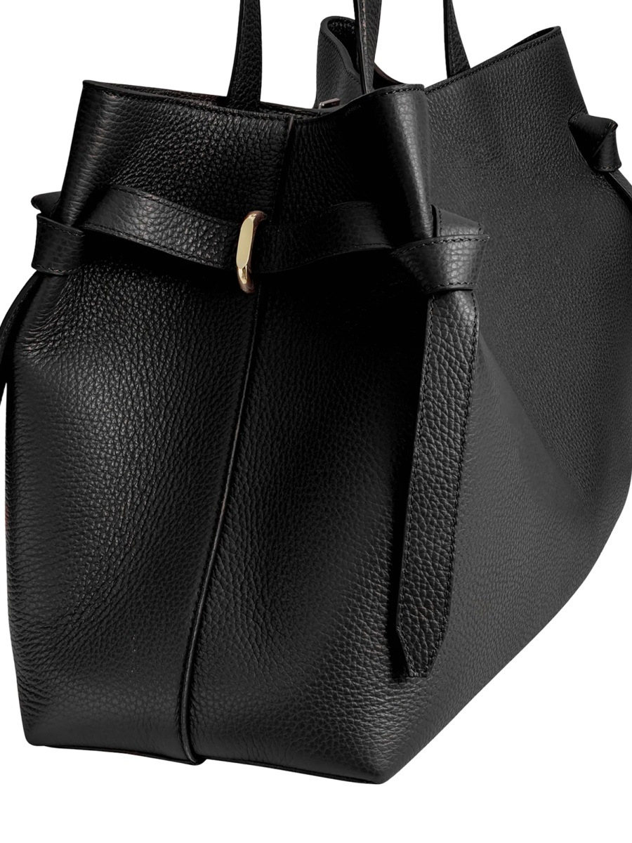 [YUZEFI] Tote bag FW26 GYOZA-TOTE-PEBBLE-GRAIN-LEATHER_BLACK