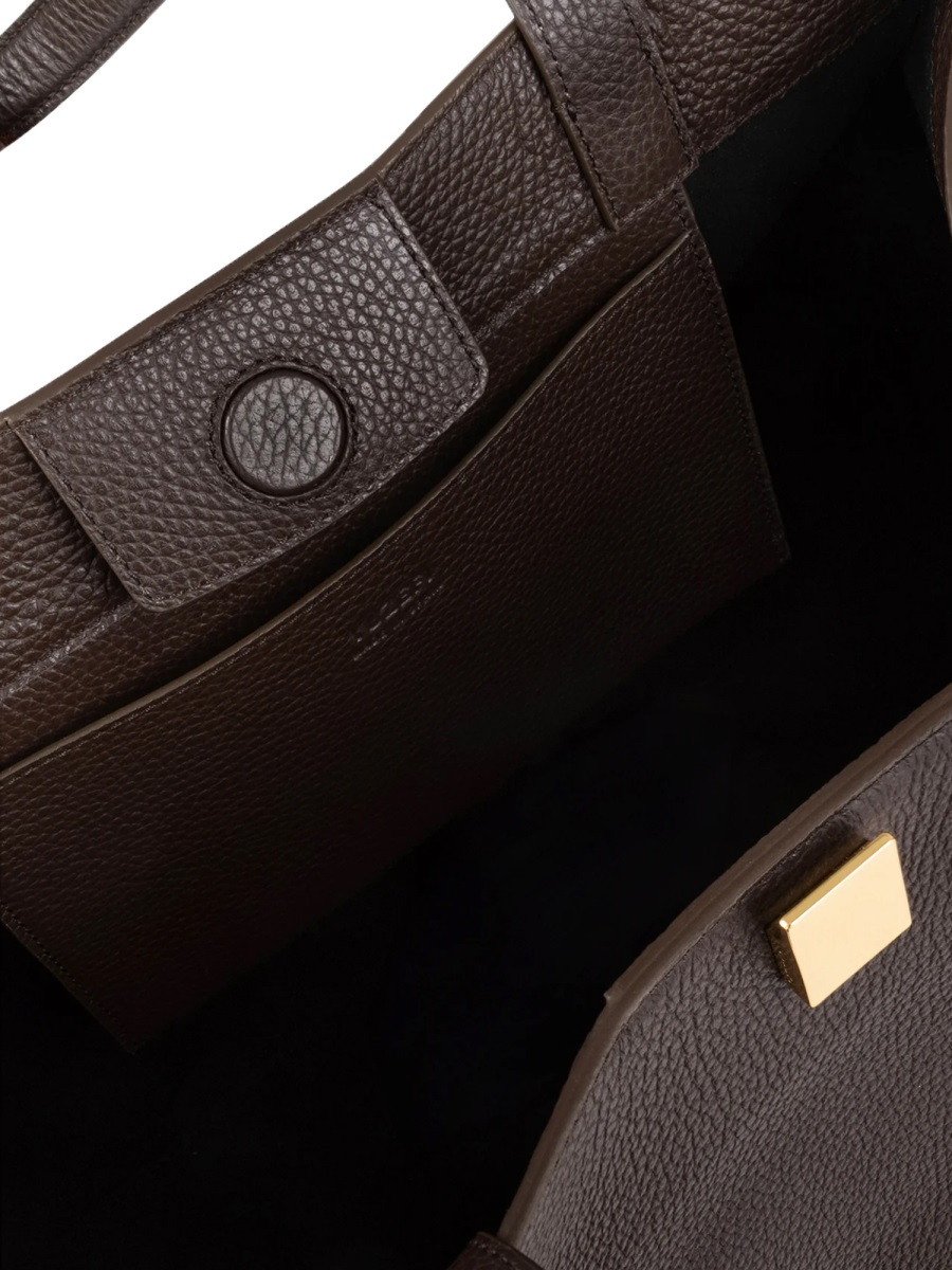 [YUZEFI] Tote bag FW26 GYOZA-TOTE-PEBBLE-GRAIN-LEATHER_ESPRESSO