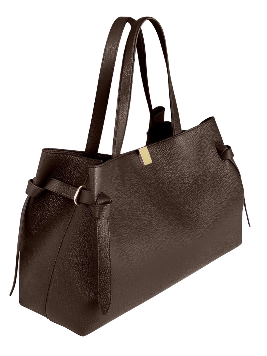 [YUZEFI] Tote bag FW26 GYOZA-TOTE-PEBBLE-GRAIN-LEATHER_ESPRESSO
