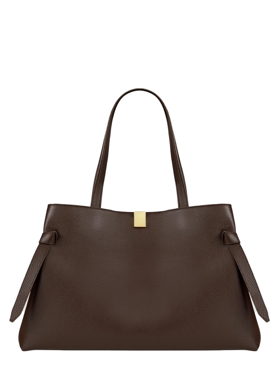 [YUZEFI] Tote bag FW26 GYOZA-TOTE-PEBBLE-GRAIN-LEATHER_ESPRESSO