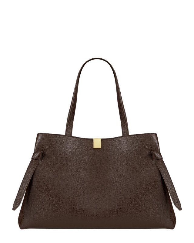 [YUZEFI] Tote bag FW26 GYOZA-TOTE-PEBBLE-GRAIN-LEATHER_ESPRESSO
