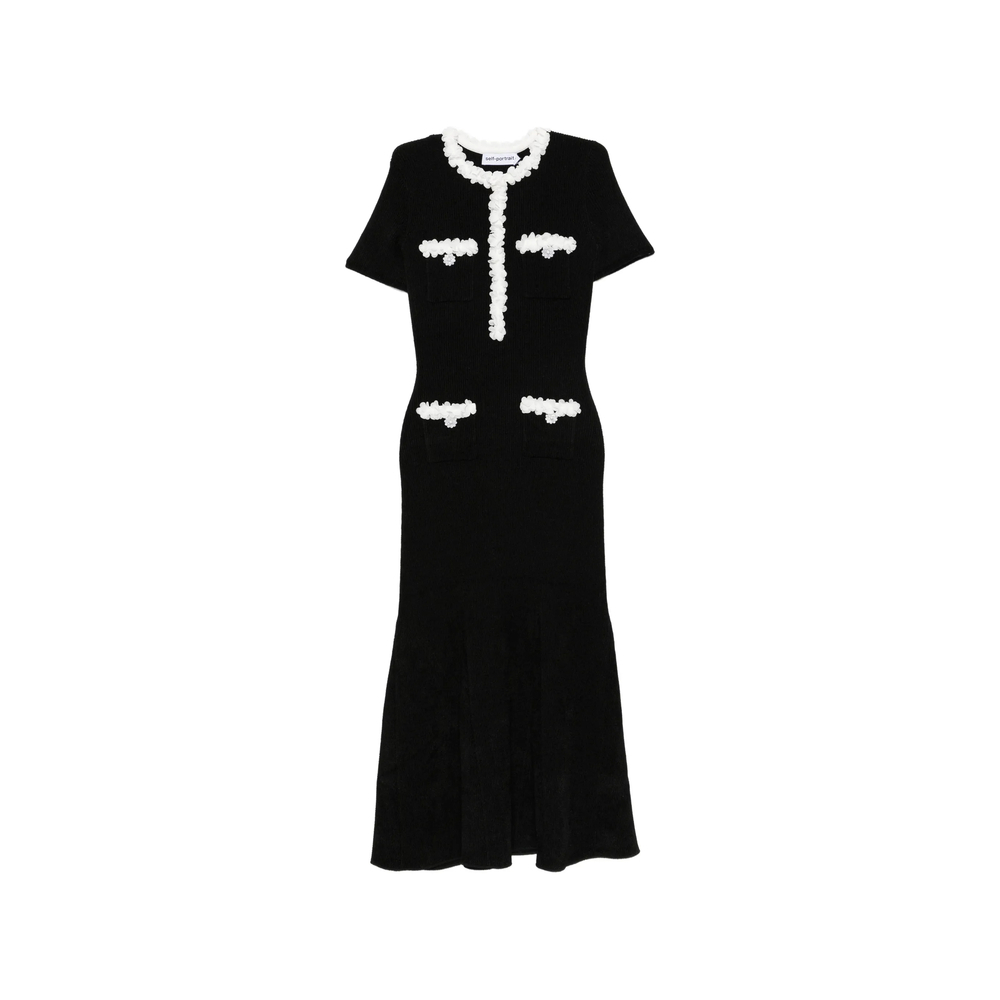 [Self-portrait] Short sleeve dress FW26 AW26-099MA-B  BLACK