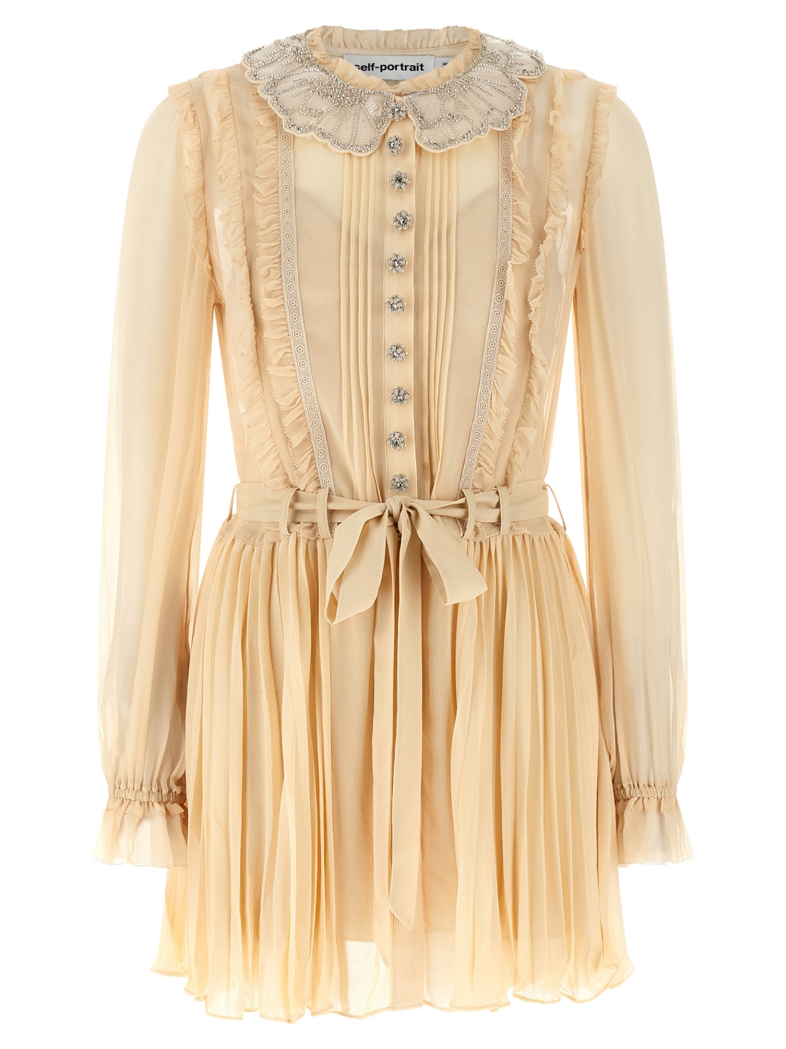 [SELF PORTRAIT] Long sleeve dress SS26 RS26034STTAN