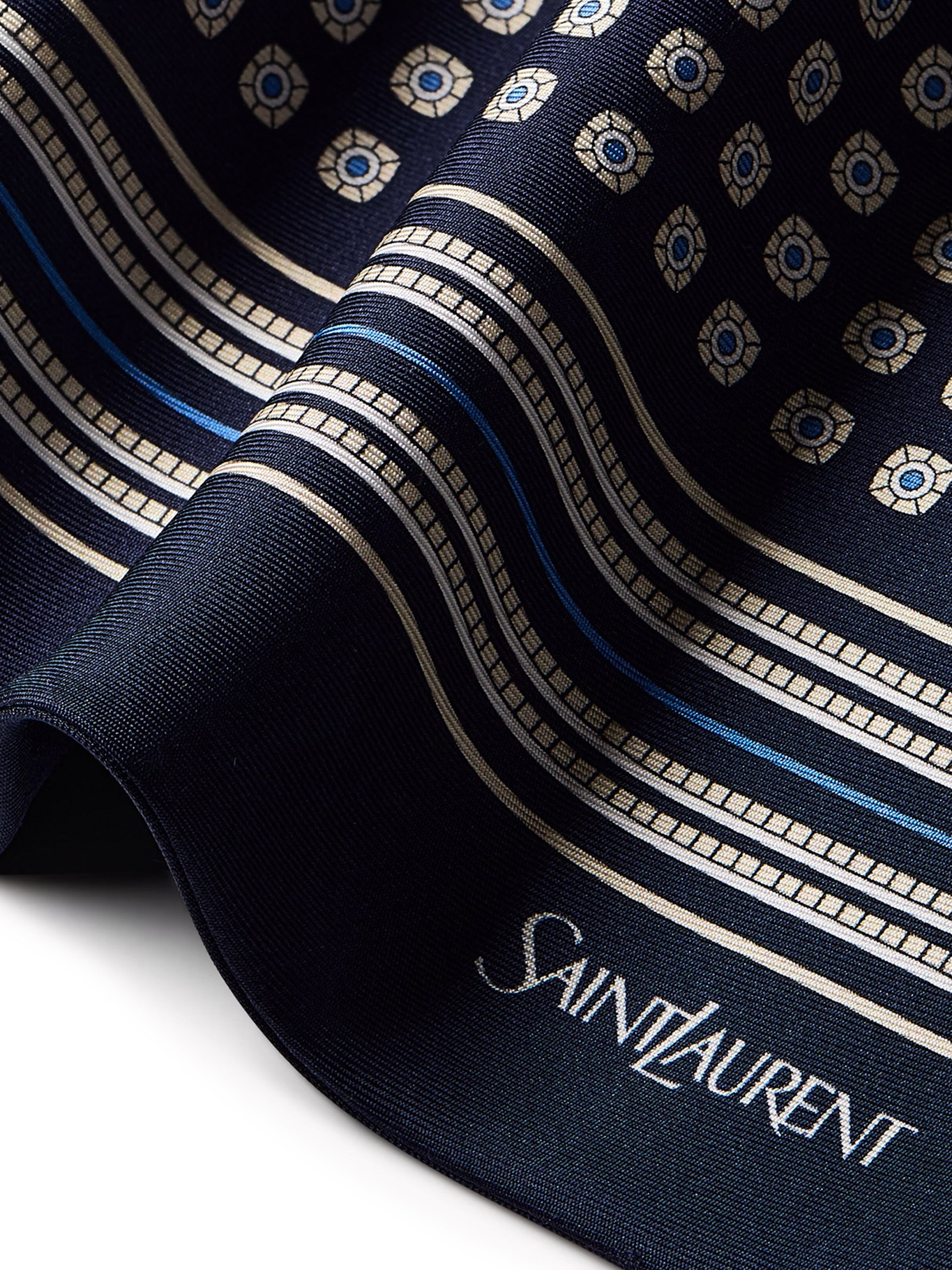 [Saint Laurent] Scarf FW26 8682563Y0014188 NAVY MULTICOLOR