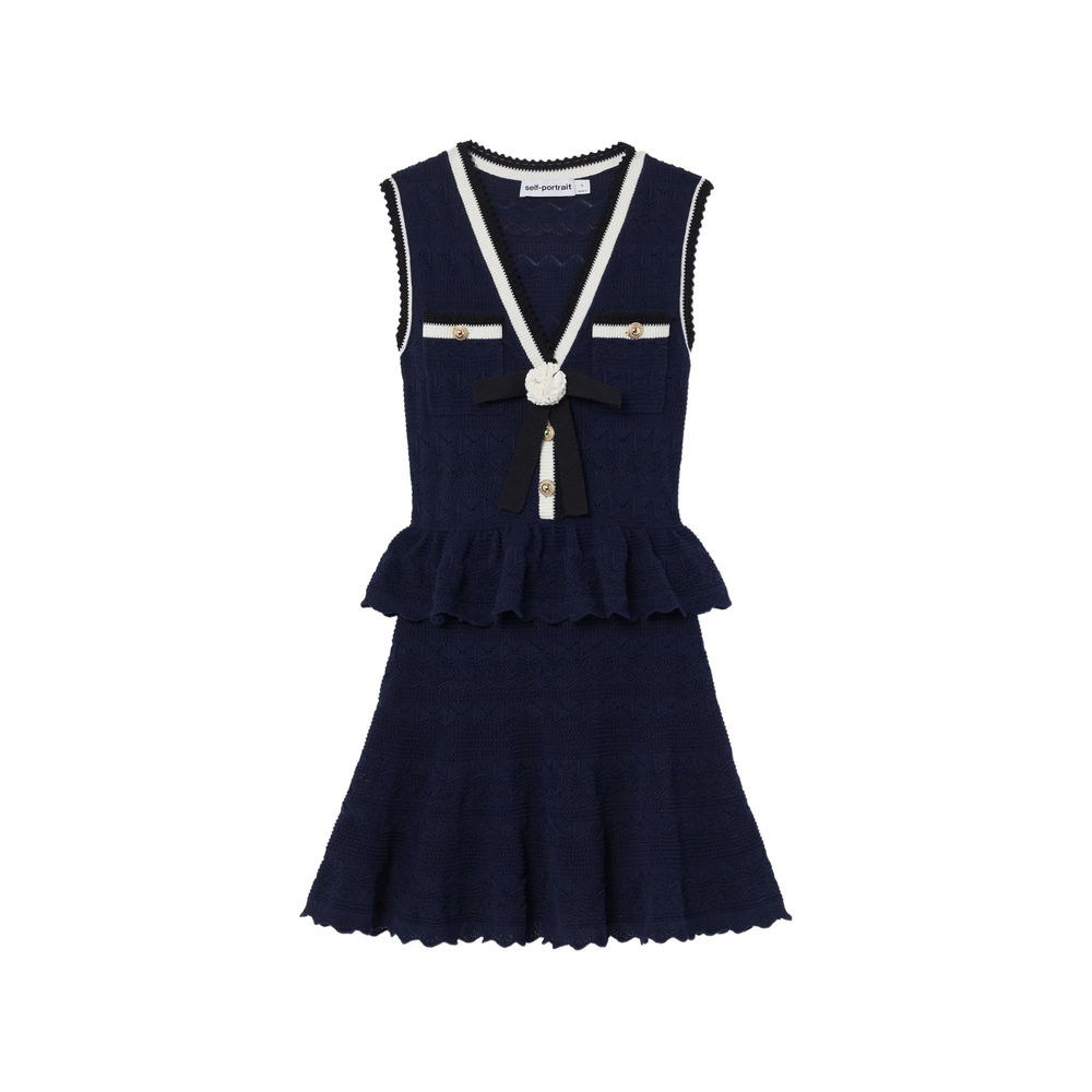 [Self-portrait] Sleeveless dress FW26 PF26-075S-N  NAVY
