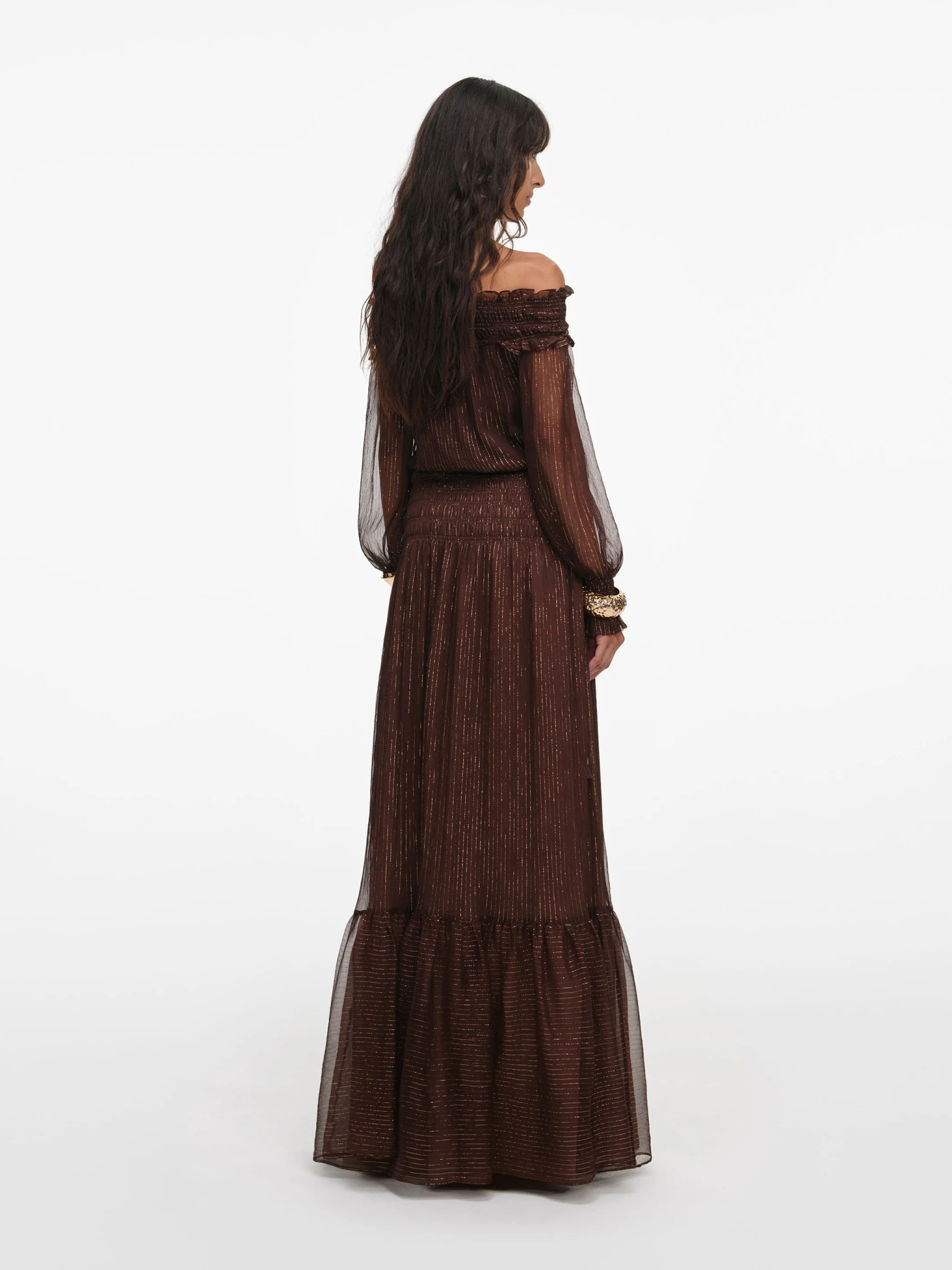 [SELF PORTRAIT] Long sleeve dress SS26 RS26156XABRBROWN