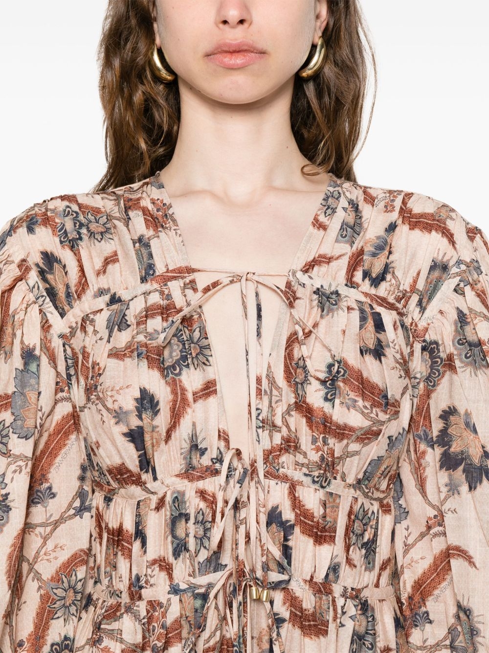 [Zimmermann] Long sleeve dress FW25 4208DSS253BLUINDFLO