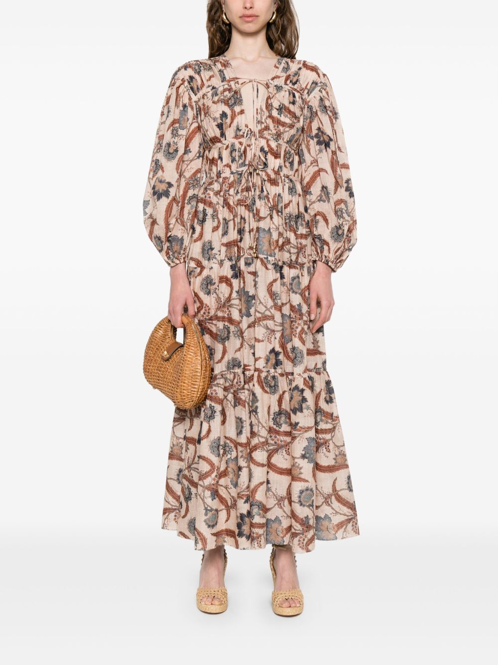 [Zimmermann] Long sleeve dress FW25 4208DSS253BLUINDFLO