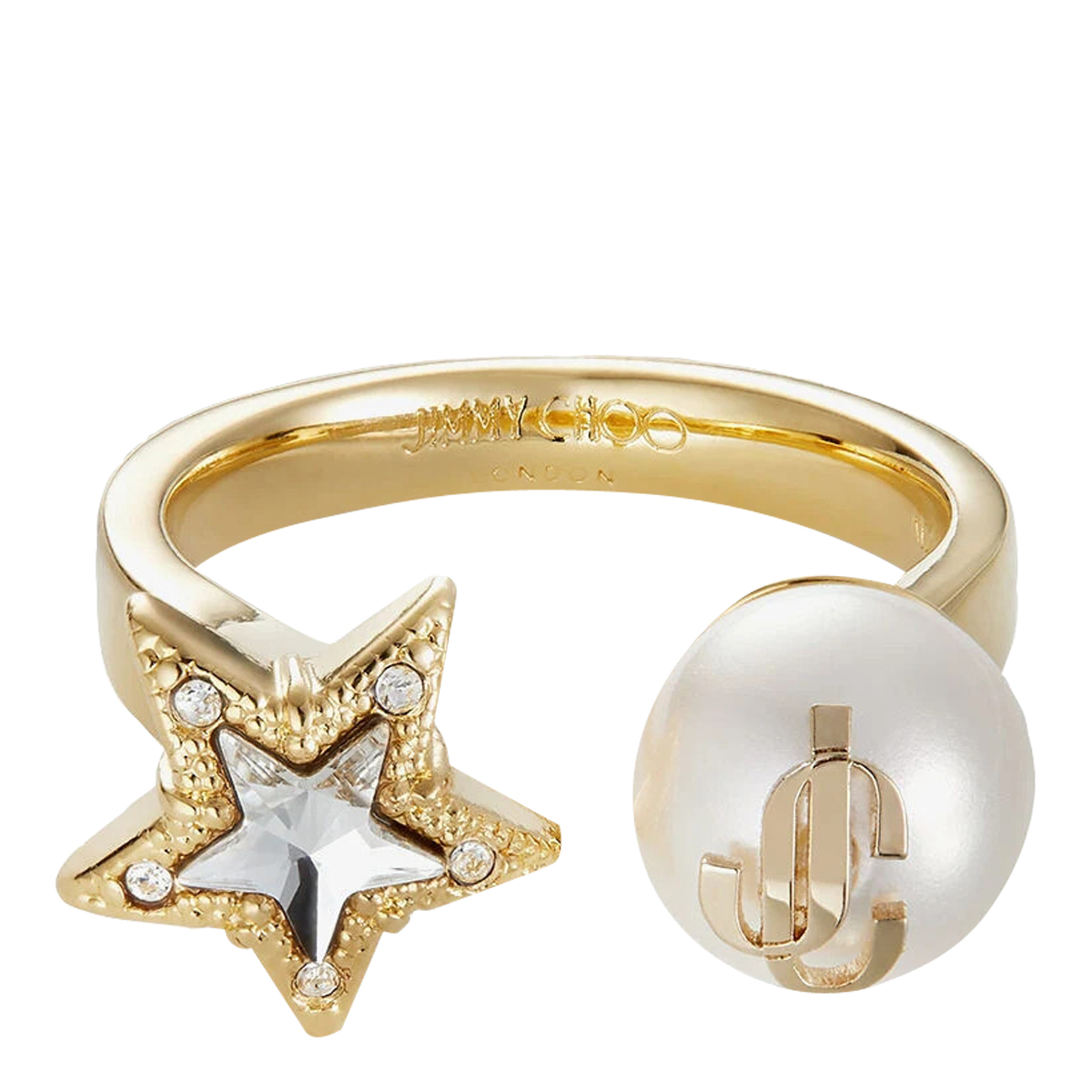 [Jimmy Choo] Ring FW26 JC STAR PEARL RINGJIQGOLD/WHITE/CRYSTAL