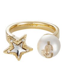 [Jimmy Choo] Ring FW26 JC STAR PEARL RINGJIQGOLD/WHITE/CRYSTAL