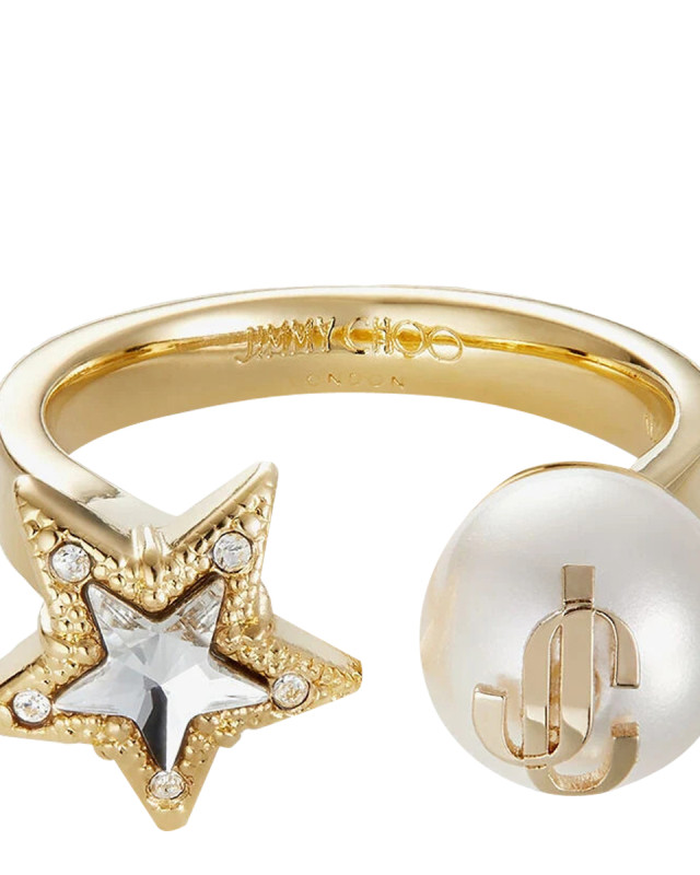 [Jimmy Choo] Ring FW26 JC STAR PEARL RINGJIQGOLD/WHITE/CRYSTAL