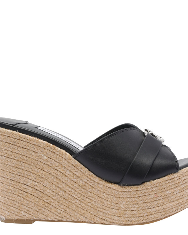 [Jimmy Choo] Sandals FW26 LEDA WEDGE 100FDZBLACK/SILVER