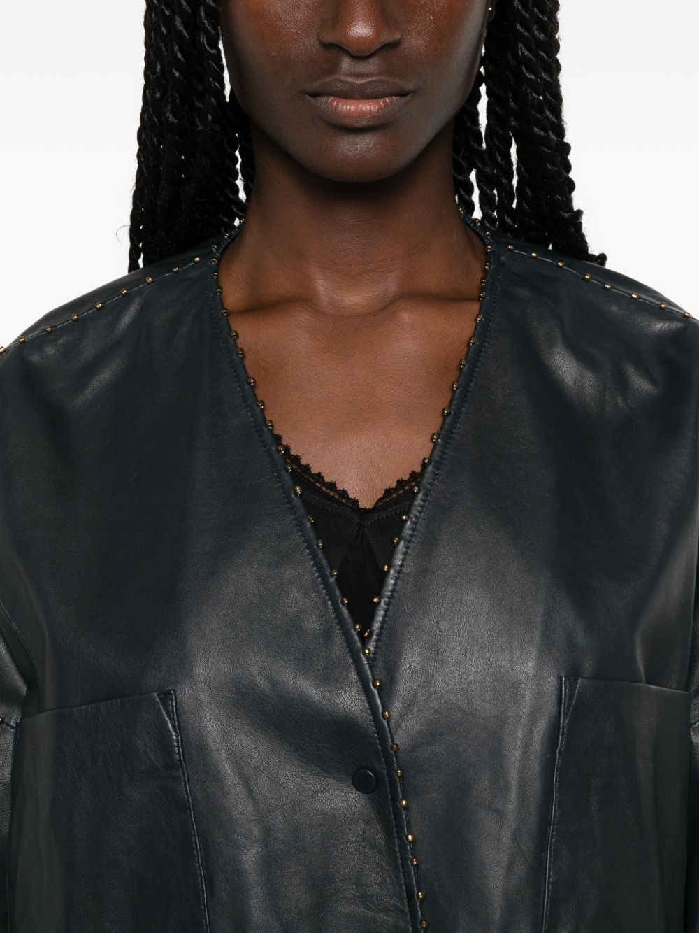 [Forte Forte] Leather Jacket FW26 15011MYJACKETPETROLE